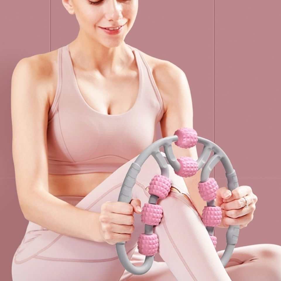 Woman using a massage roller