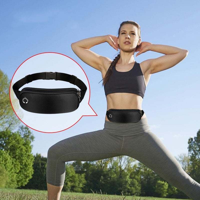 Woman wearing a waist bag while stretching