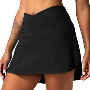 Black Active Skort for women, breathable, quick-drying material, workout apparel.