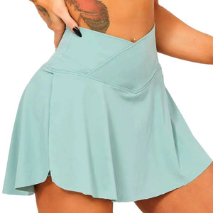 Teal active skort for women, breathable quick-dry fabric, stretchy spandex blend.