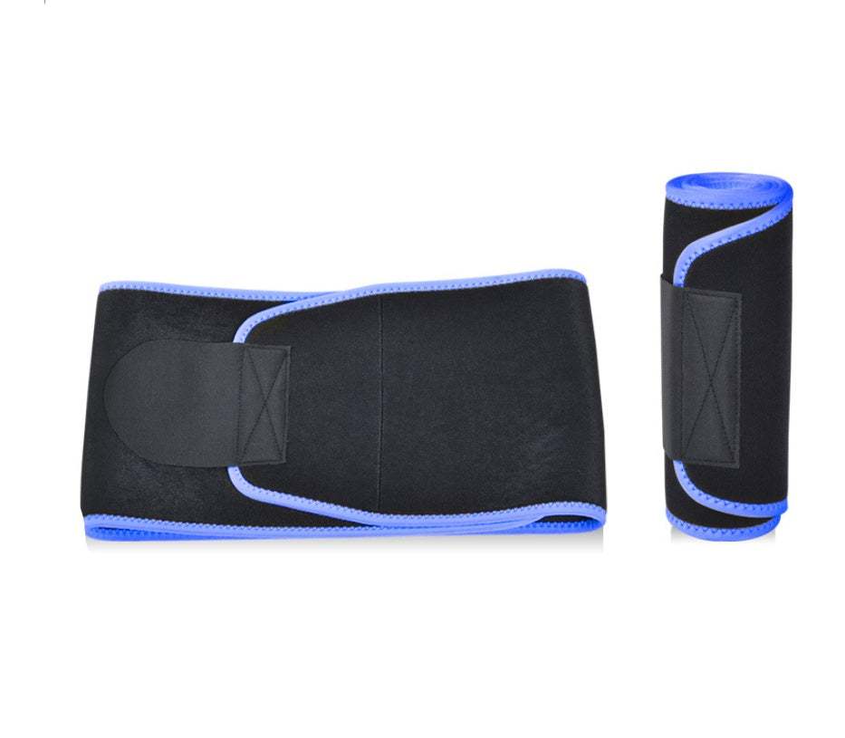 Black and blue Active Waist Trimmer providing adjustable fit and core support.