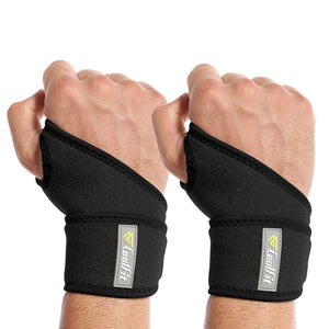 Black Active Wrist Support providing adjustable compression for athletes and injury recovery.