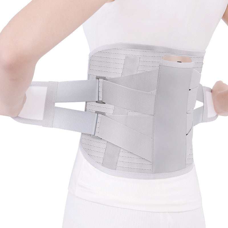 Advanced Waist Trimmer with cross-strap design for comfort and support, in gray color.