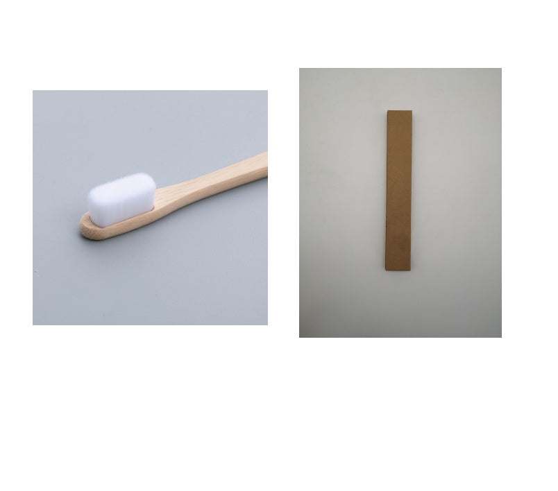 Eco-friendly bamboo toothbrush with soft bristles and biodegradable handle, shown with packaging.