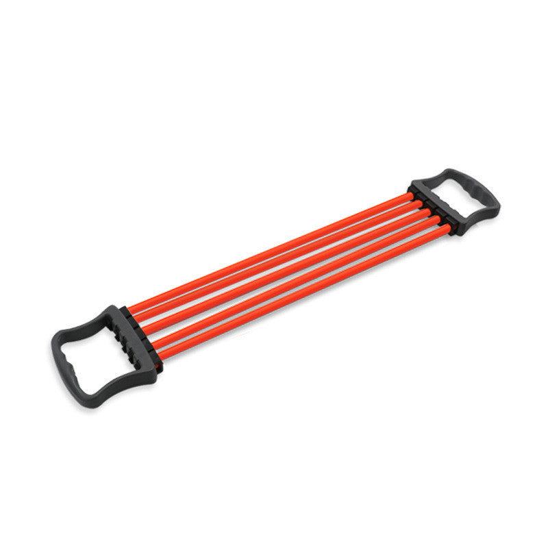 Chest Expander with orange resistance bands and ergonomic black handles for strength training.