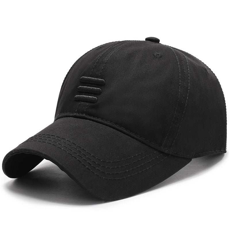 Classic black sports hat with adjustable fit and water-resistant cotton.