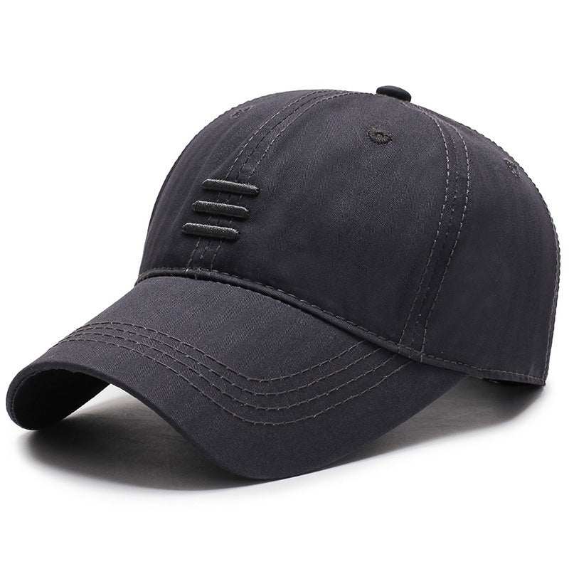 Classic sports hat in dark color, premium cotton, adjustable fit, unisex design.