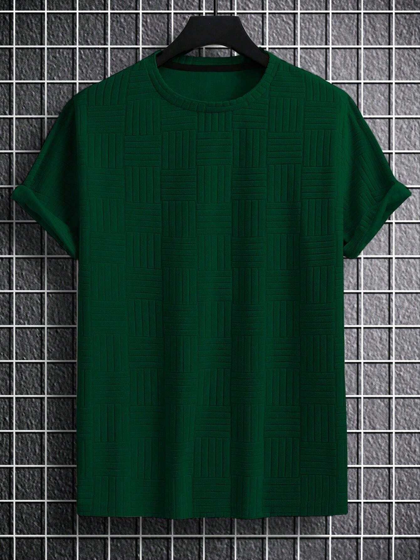 Green comfy shirt on hanger against tiled background, featuring breathable fabric and moisture-wicking technology.