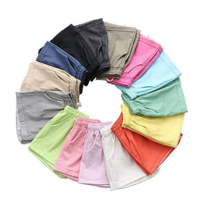 Vibrantly colored comfy shorts arranged in a circle, showcasing multiple color options for effortless style and comfort.