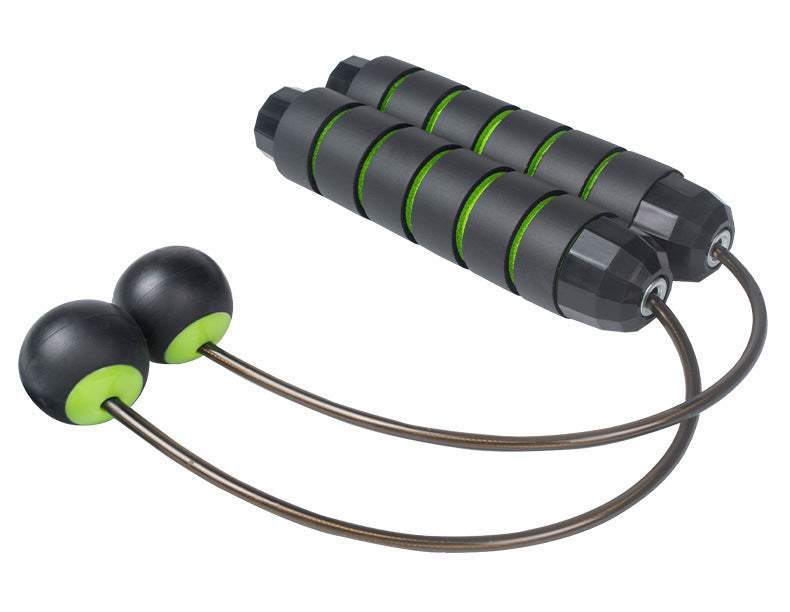 Cordless Jump Rope with weighted balls and ergonomic handles, ideal for space-saving workouts.