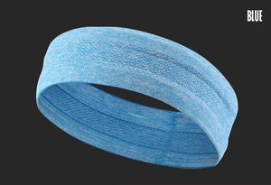 Blue Deluxe Sports Headband with sweat absorption and breathable design.