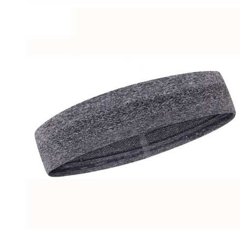 Gray Deluxe Sports Headband for workouts, made from polyester, spandex, and silicone.