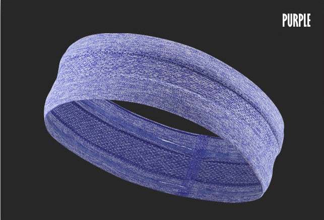 Purple Deluxe Sports Headband with breathable and stretchable design.