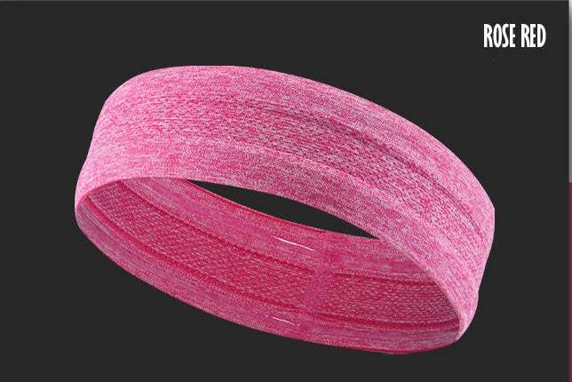 Rose red Deluxe Sports Headband for sweat absorption and comfort.