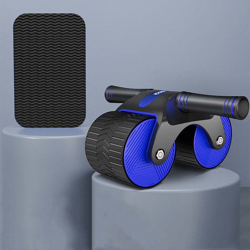 Enhanced Ab Roller with double non-slip wheels and free kneeling mat for core workouts.