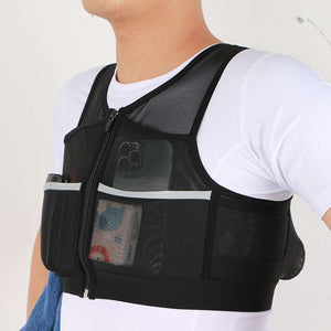 Enhanced Vest Bag with multiple storage compartments, visible in lightweight polyester, for an active lifestyle.