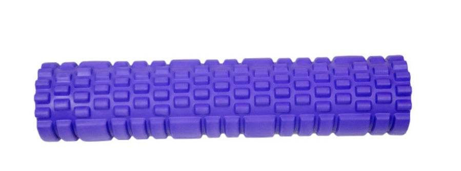 Large purple fitness roller with textured surface for muscle recovery and flexibility.