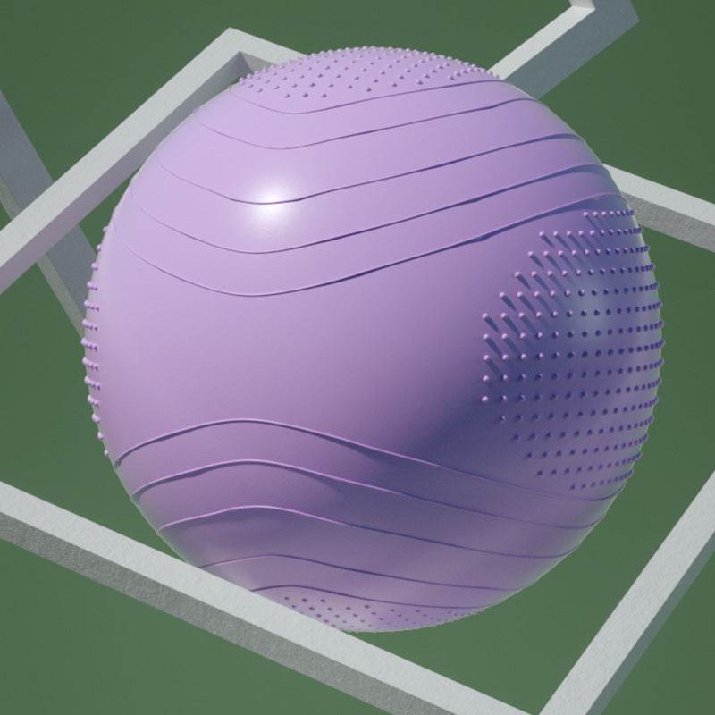 Large purple yoga ball with textured surface for stability, designed for flexibility and core strength enhancement.