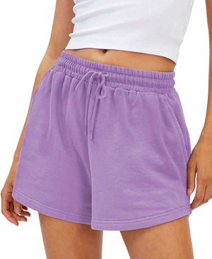 Loose Fit Shorts, lavender color, comfortable with adjustable drawstring waist.