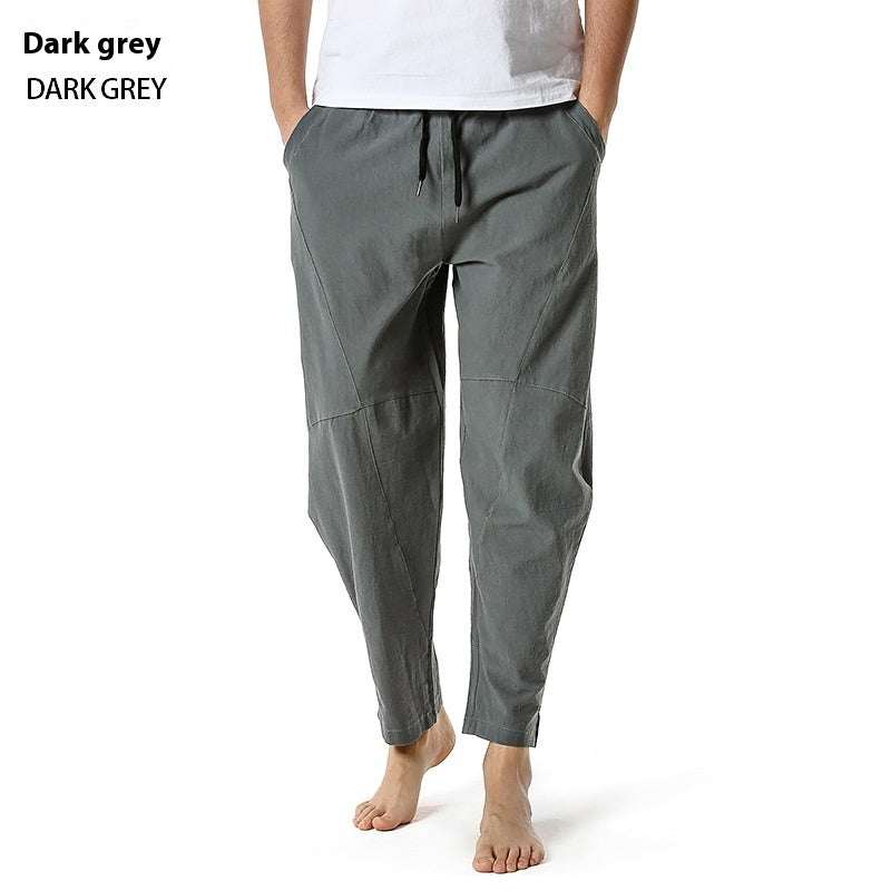 Dark grey Simple Pants with adjustable waistband and pockets, made from quick-drying breathable cotton.