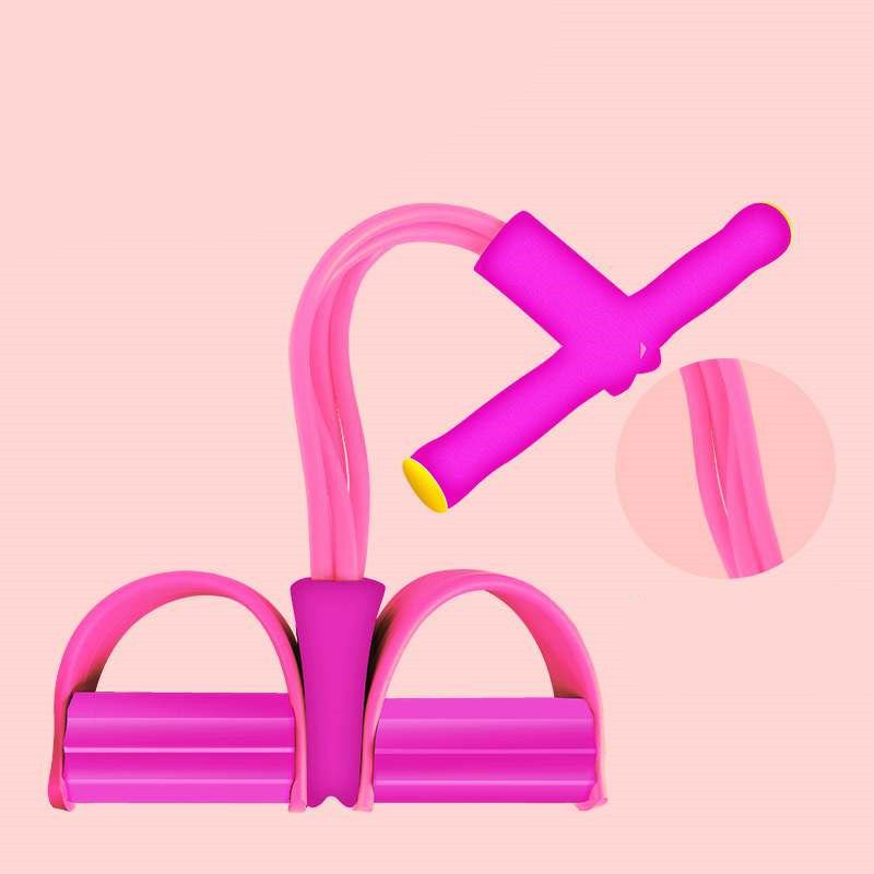 Simple Pull Rope with soft handles and sturdy foot pedals in vibrant pink color.