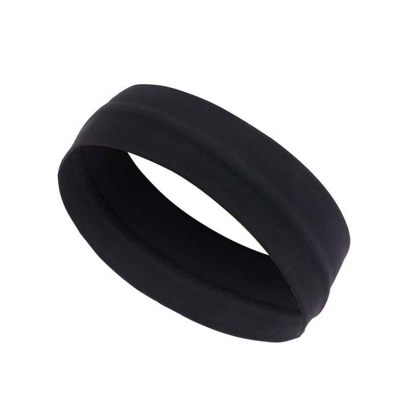 Simple black sports headband with premium quality and sweat-wicking fabric.