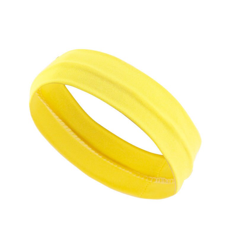 Yellow Simple Sports Headband, cotton sweat-wicking, stretchable, one-size-fits-all.