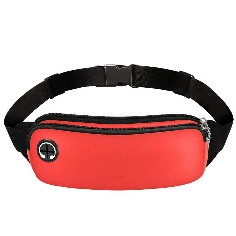 Red Simple Waist Bag with adjustable belt and earphone cutout for organized storage and water-resistant design.