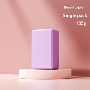 Rose purple yoga block on display, single pack, 185g.