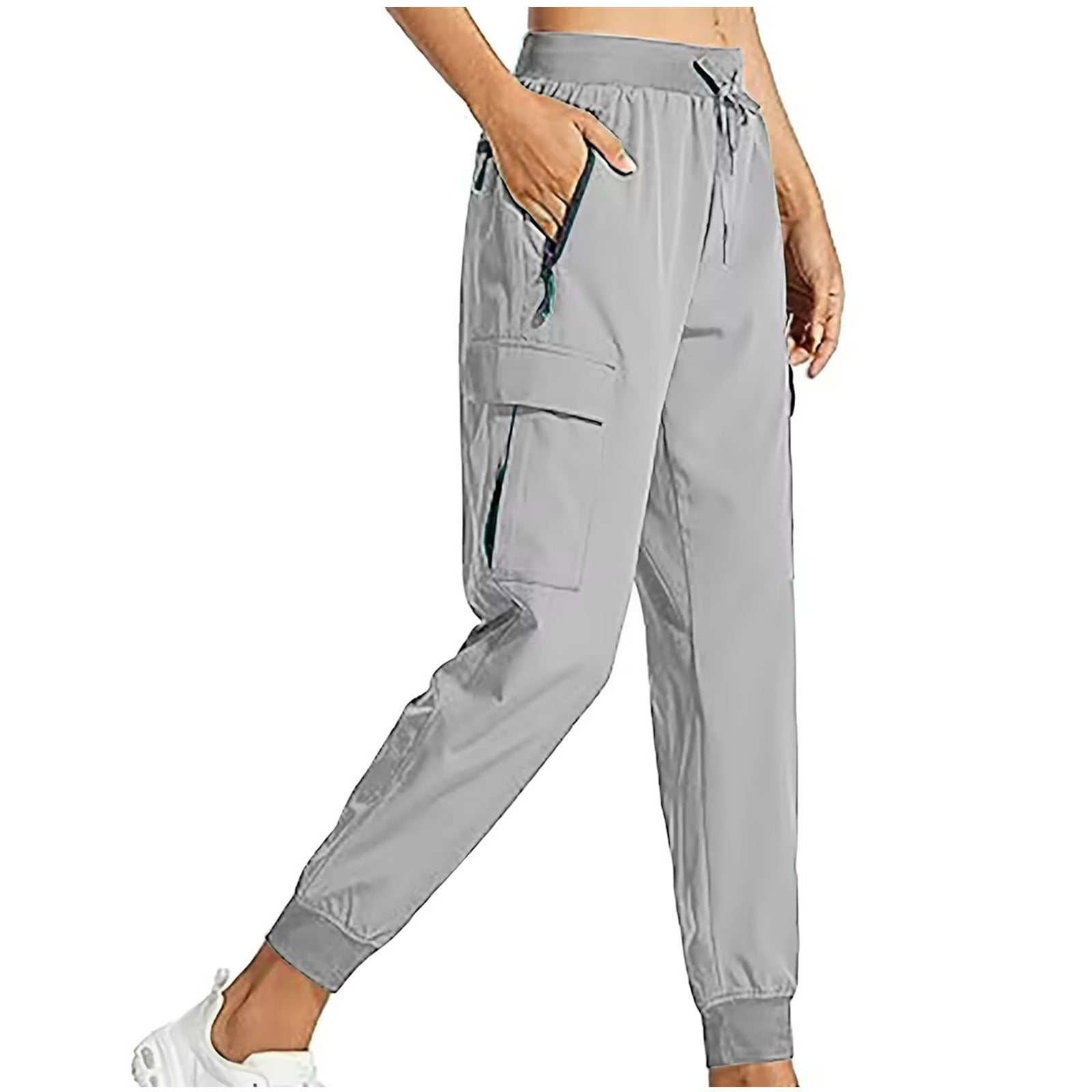 Snug Fit Pants in gray with adjustable waistband and pockets, ideal for workouts and casual wear.