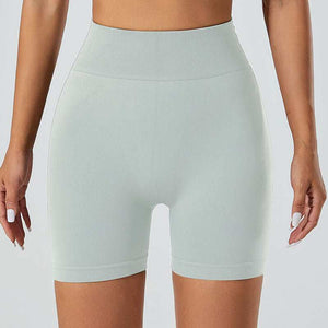 Snug Fit Yoga Shorts in light color showcasing breathable, snug fit design for comfort and versatility.