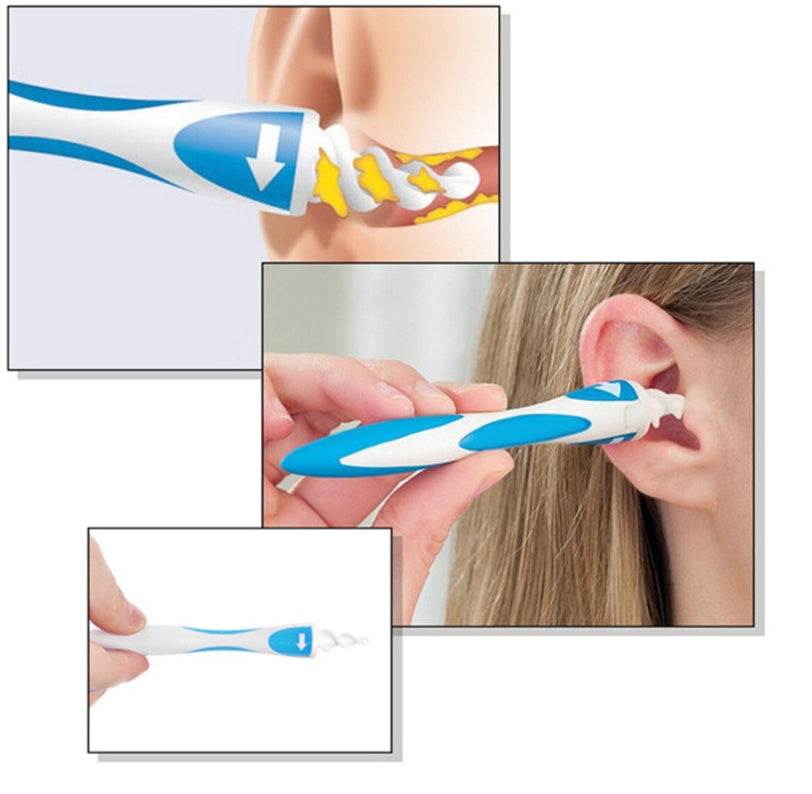 Spiral Ear Cleaner with soft, flexible tip and spiral grooves for safe ear cleaning, featuring Smart Twist Technology.