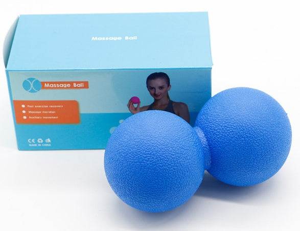 Blue standard massage ball with packaging for muscle tension relief and portability.