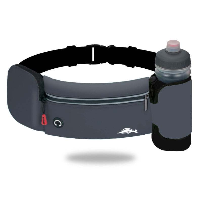 Dark Grey Standard waist bag with water bottle holder and headphone outlet.