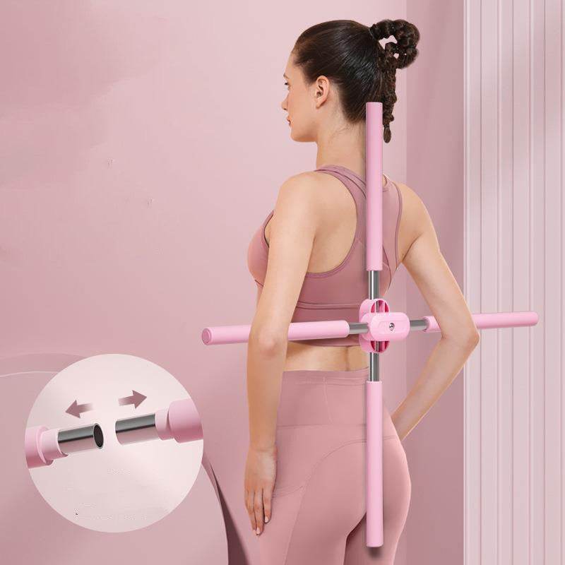 Upgraded Shape Stick for fitness flexibility and posture improvement in pink.